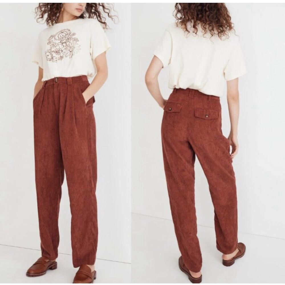 Madewell Rust Corduroy High-Waisted Trousers Size 4